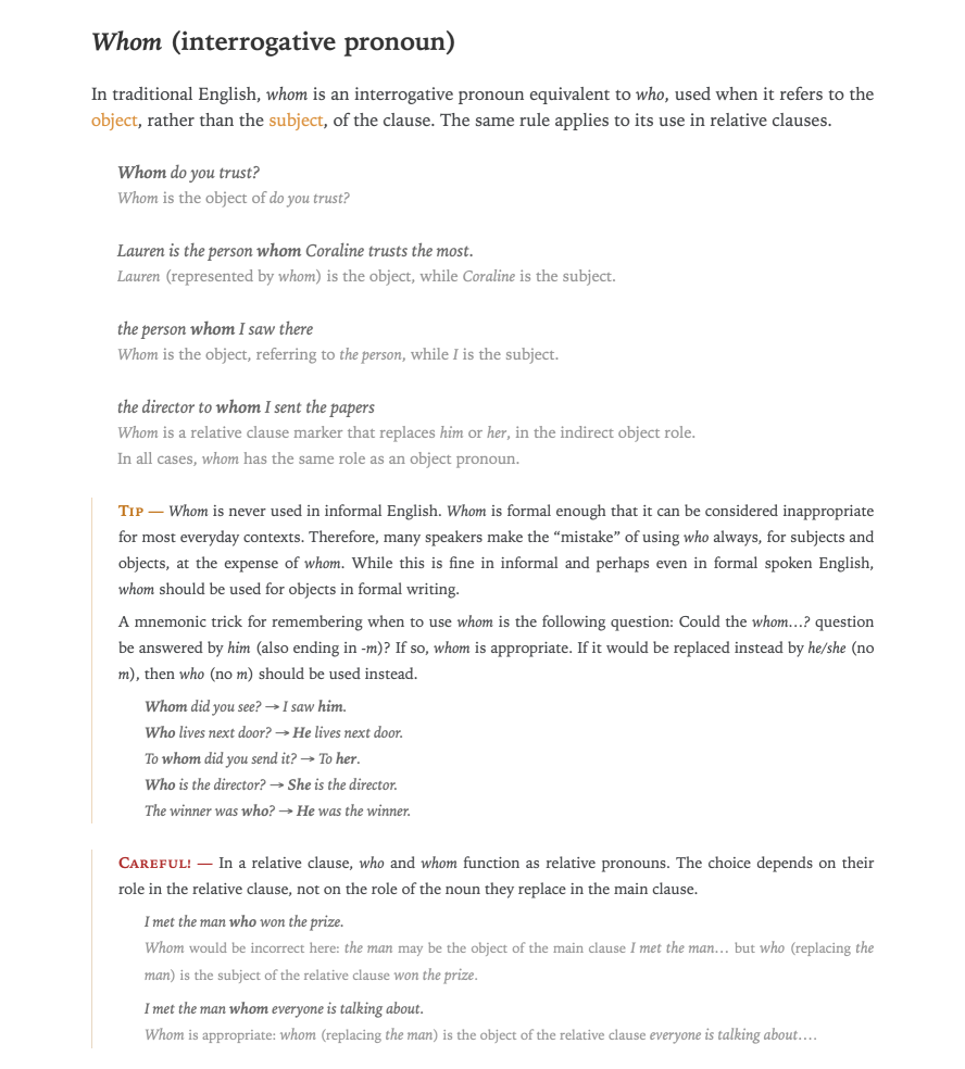 Some articles provide tips to help remember a rule or advice on how to avoid certain pitfalls. This article, for example, provides both.