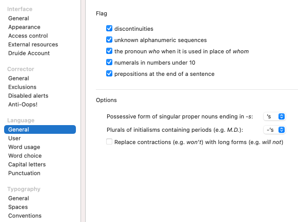 Language settings – General