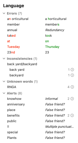 List of Detections
