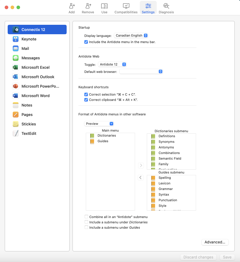 Connectix Settings on Mac
