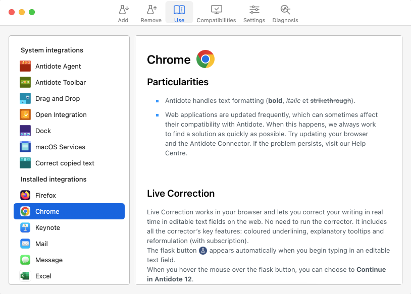 Use Antidote With Your Software Tab on Mac