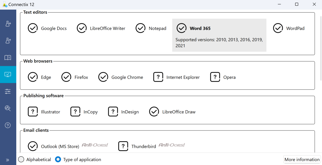 Compatible Software Tab on Windows