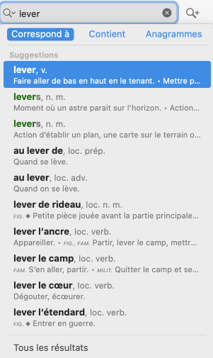 Recherche à la frappe