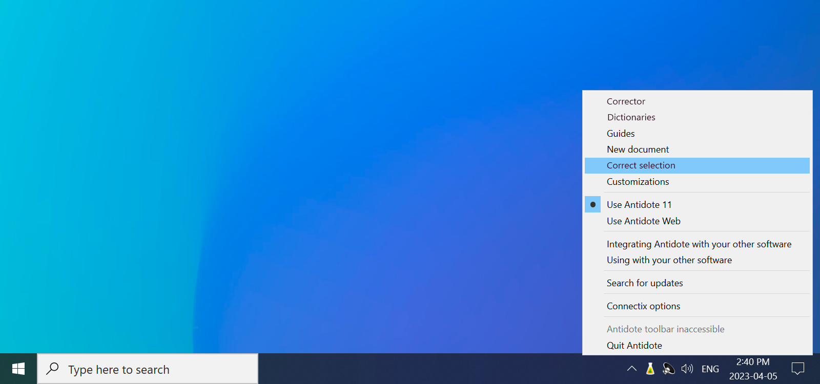 Flask icon in the notification area of the taskbar in Windows