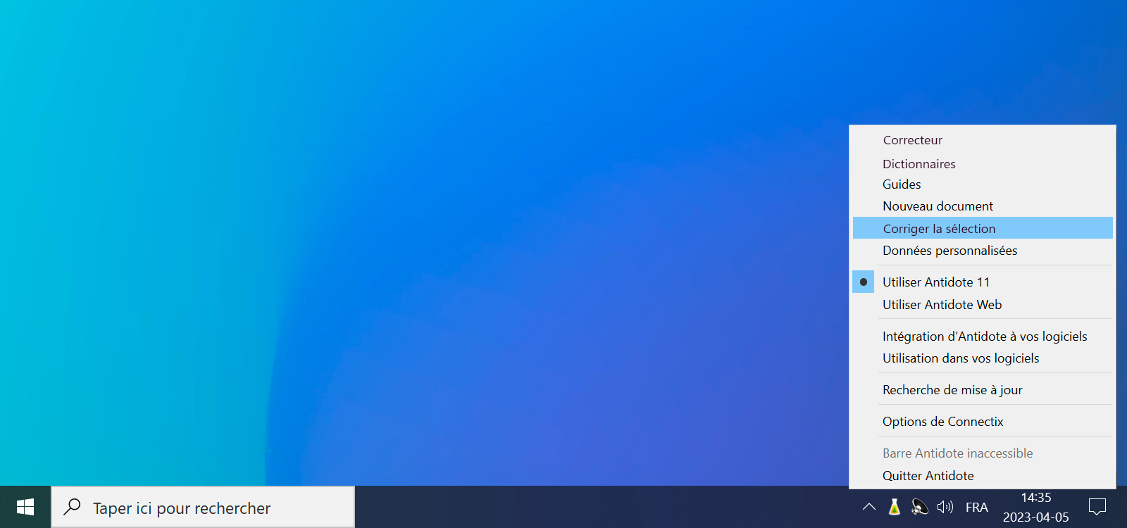 Petite fiole dans la zone de notifications sur Windows