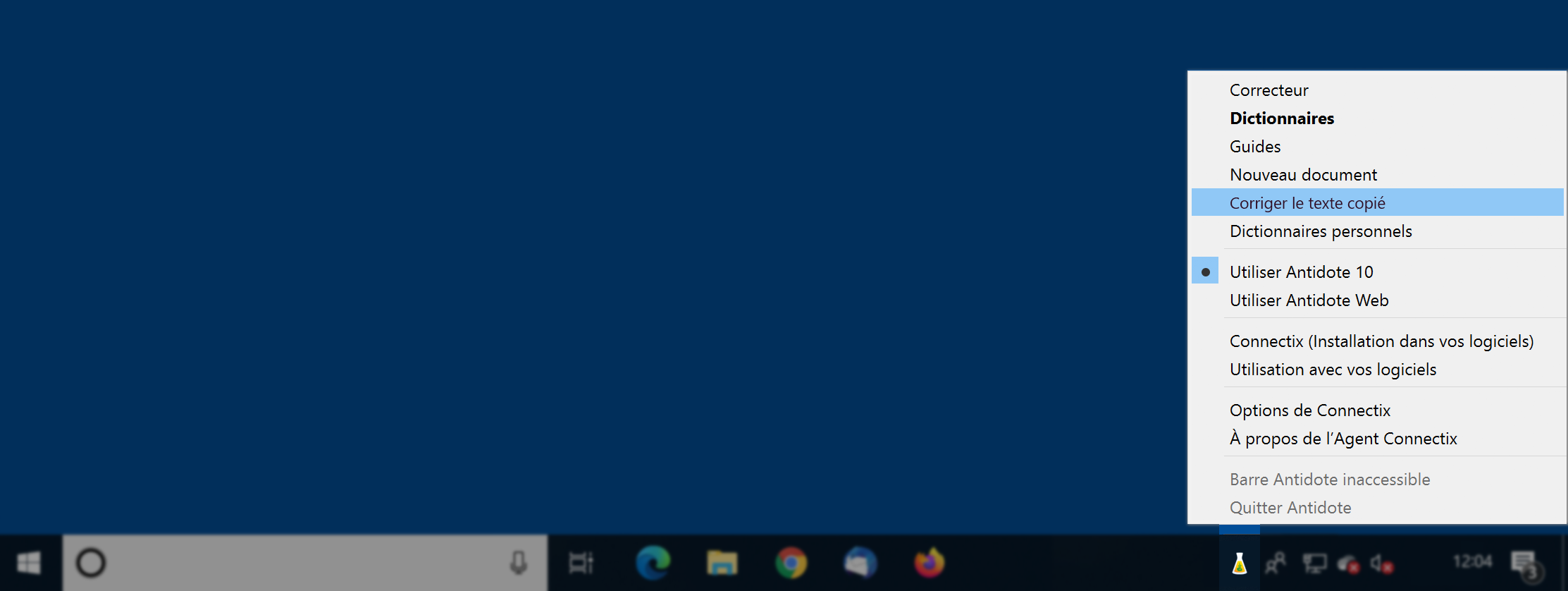 Petite fiole dans la zone de notifications sur Windows
